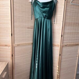 Elegant Green Satin Dress